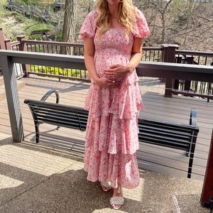 PinkBlush Ruffle Tiered Floral Maxi Dress (Bump Friendly) Size M